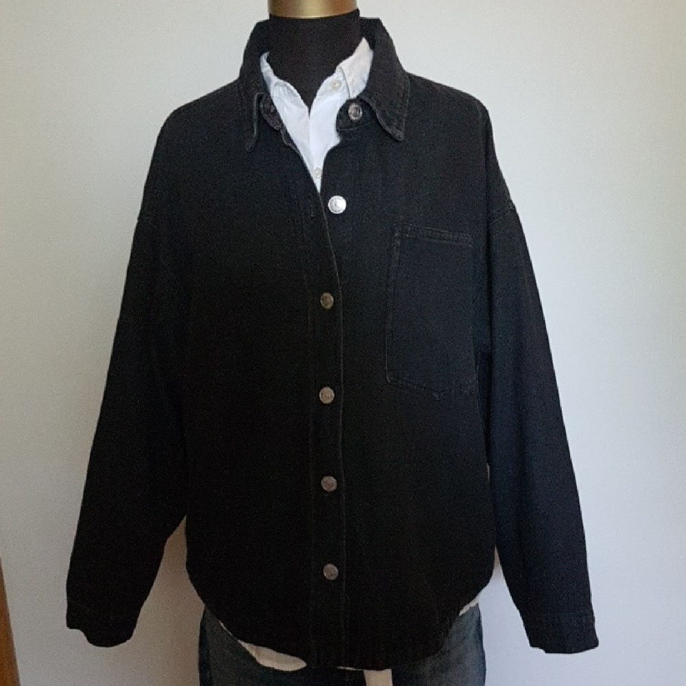Steve Madden Womens Black Jean Shirt Jacket